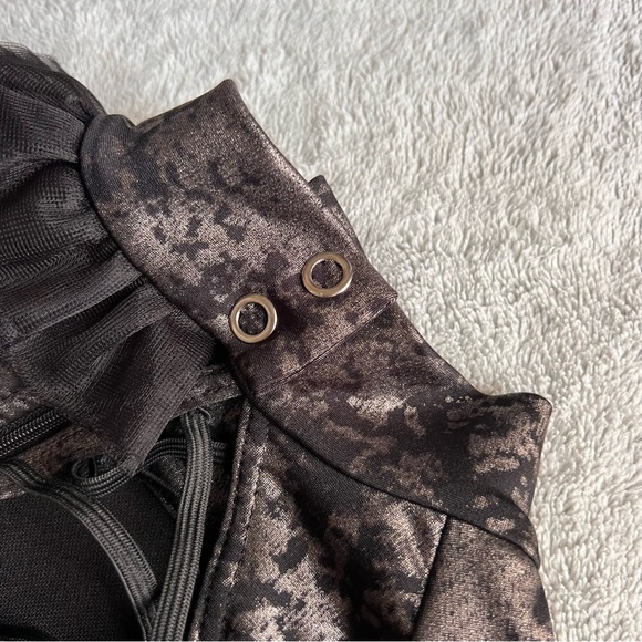 Tenth House Dance Metallic Foiled Ruffle Leotard Performance Stage Costume Black - Picture 5 of 13